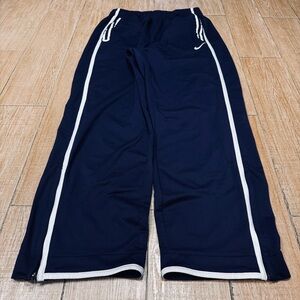 Nike Men's Navy Track Pants with White Stripes